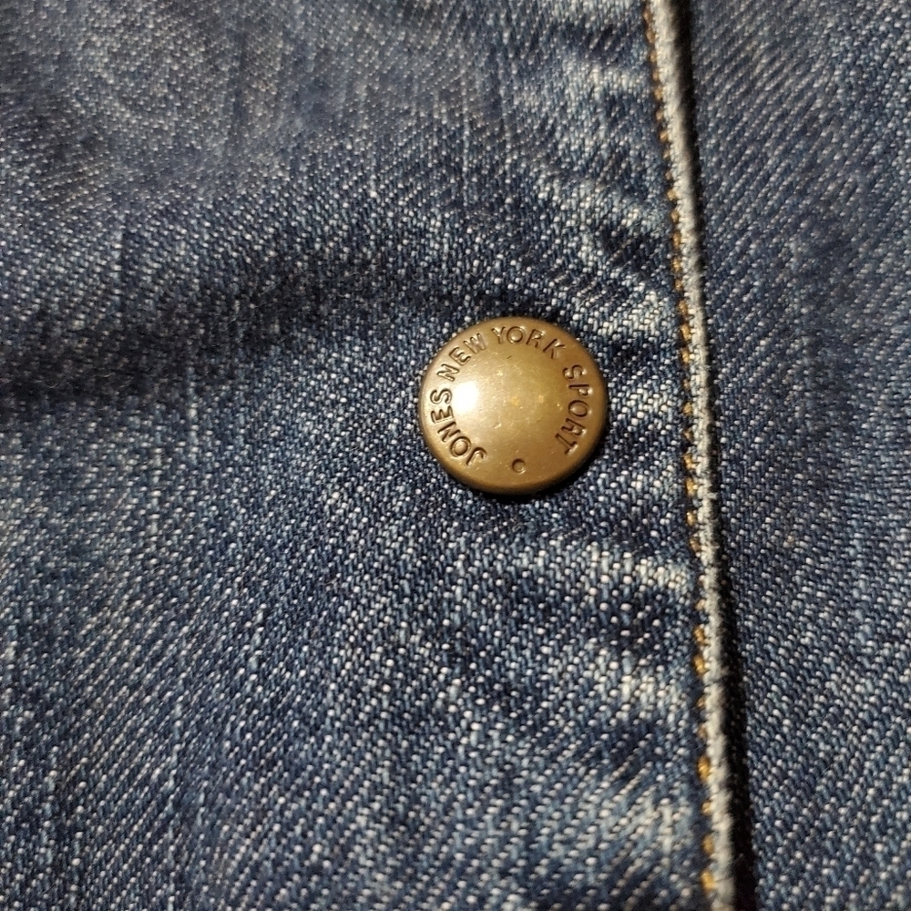 Vintage 1990s 90s Jean Jacket Snaps Jones New York - Picture 4 of 10
